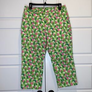 Lilly Pulitzer - White Label capris | lizard floral tropical print | Size 10